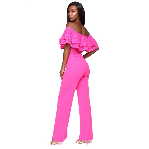 Fashion Nova NWT Layers To This Lady Wide Leg Jumpsuit - Barbie Hot Pink XS - Picture 6 of 8